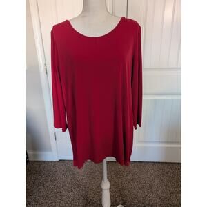 Women's Kim Rogers Red Tunic 3/4 Length Sleeve Size XL